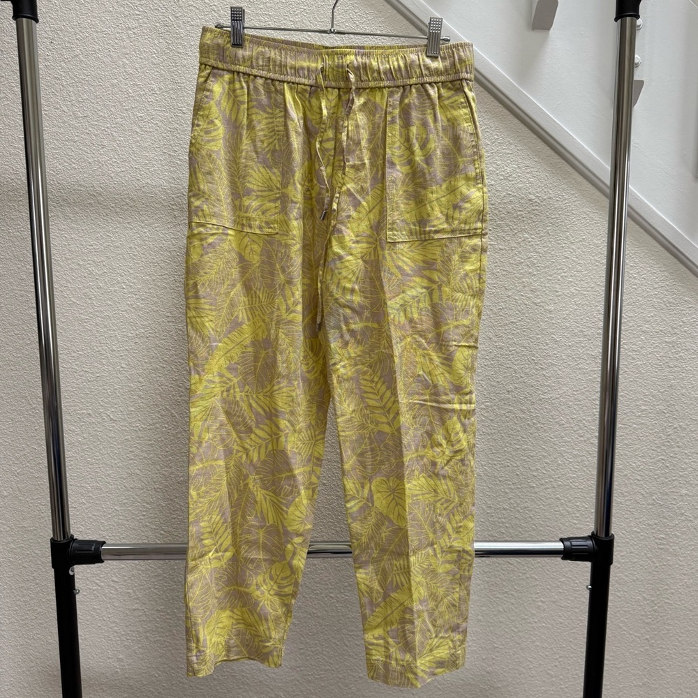 Calvin Klein Yellow and Tan Brown Palm Leaf Print Jogger Pants Size Small